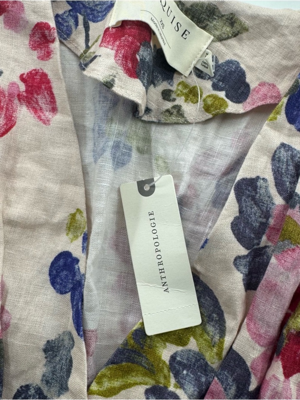 NWT Anthropologie Exquise The Tobie Linen Pleated Mini Shirt Dress floral  SzXXS - Picture 8 of 11